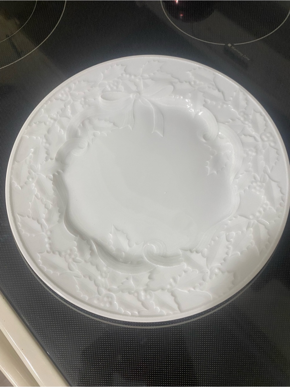 Bernardaud White Embossed Holly Motif Plate